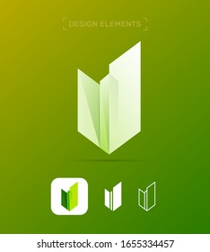 Plantilla de logotipo inmobiliario, triángulos. Papel original, plano y estilo de línea