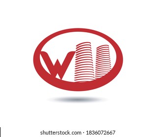 Vector de plantilla de logotipo inmobiliario. Logo de la letra W
