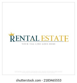 Real estate logo template, Real estate logo vector. Real estate logo, design. logo vector, royal real estate design, rental, typography, logotype, crown icon, rental design