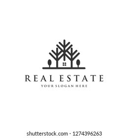 real estate logo and trees