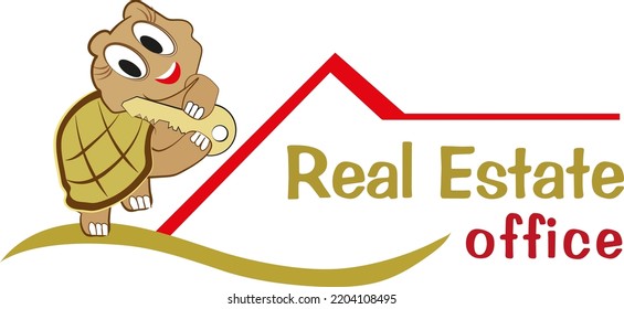 real estate logo with turtle holding a key