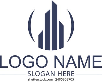 A real estate logo typically features a house or building icon to signify property, with clean lines and modern fonts for a professional and trustworthy appeal.