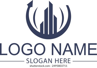 A real estate logo typically features a house or building icon to signify property, with clean lines and modern fonts for a professional and trustworthy appeal.
