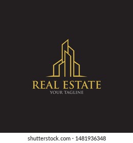 Real Estate Line Art Logo Stock Vector (Royalty Free) 1849455220 ...