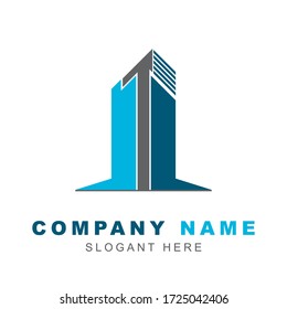 Plantilla de diseño vectorial del logotipo inmobiliario. Diseño arquitectónico moderno de construcción de iconos de las formas de símbolo de la ciudad puede ser utilizado para la marca de la empresa, agente inmobiliario, alquiler de apartamentos, limpieza y servicio de construcción.