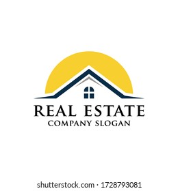 Plantilla de diseño de vectores con logotipo inmobiliario. Techo, Objetos de Casa.