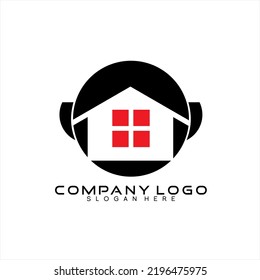 Real estate logo vector design with head concept.