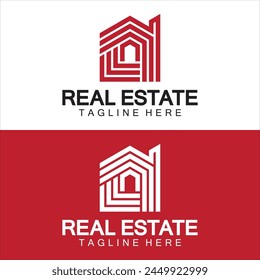 Real Estate Logo Vector. Logo Design Template for Property Real Estate Illustration with House Icon line minimalist concept 