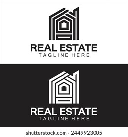 Real Estate Logo Vector. Logo Design Template for Property Real Estate Illustration with House Icon line minimalist concept 