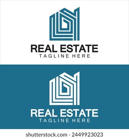 Vector de logotipo de bienes raíces. Plantilla de diseño de logotipo para la propiedad Ilustración inmobiliaria con el concepto minimalista de la línea del icono de la casa 