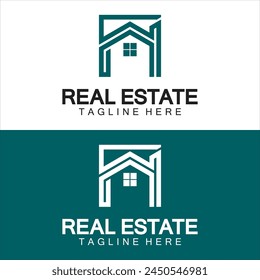 Vector de logotipo de bienes raíces. Plantilla de diseño de logotipo para la propiedad Ilustración inmobiliaria con el concepto minimalista de la línea del icono de la casa 