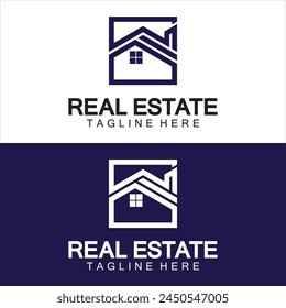 Vector de logotipo de bienes raíces. Plantilla de diseño de logotipo para la propiedad Ilustración inmobiliaria con el concepto minimalista de la línea del icono de la casa 