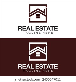 Real Estate Logo Vector. Logo Design Template for Property Real Estate Illustration with House Icon line minimalist concept 