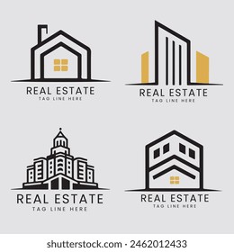 Real estate logo vector design. Rent, sale of real estate unique logo, House cleaning, home security, real estate auction. Vector building logo concept. Template