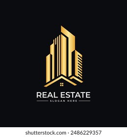 Real Estate Logo Vector Design With Golden Color