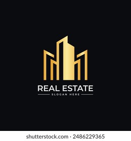 Real Estate Logo Vector Design With Golden Color