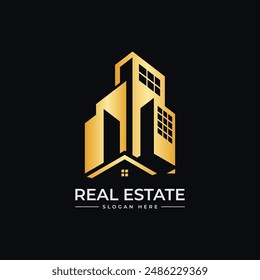 Real Estate Logo Vector Design With Golden Color