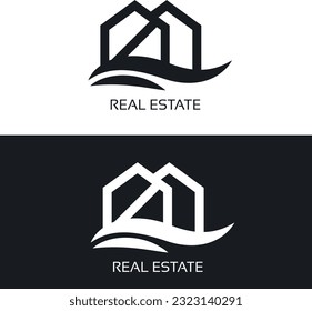 Real estate logo with in vector file.  . Real estate initial alphabet logo design. Black logo design. Real estate in vector file