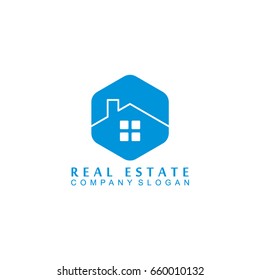 Real Estate Logo Vector, hexagon concept.