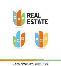 Real Estate. Logo. Vector. House building symbols.