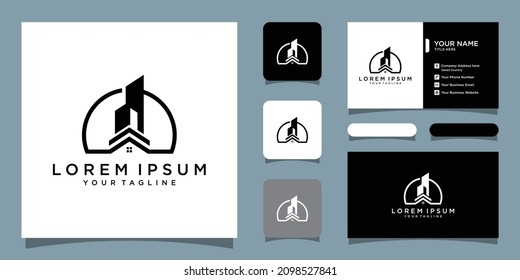 Logotipo inmobiliario, diseños de iconos vectoriales con plantilla de diseño de tarjetas de visita