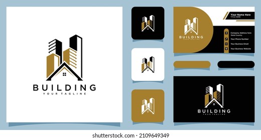 Real estate logo, vector icon designs with business card design template
