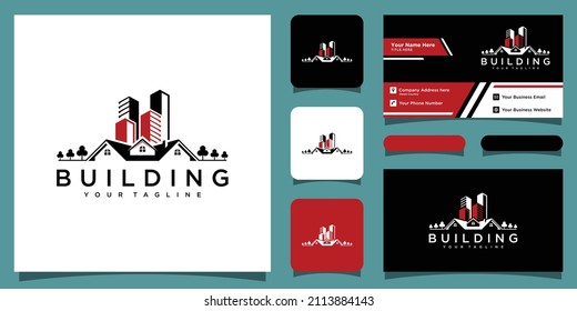 Real estate logo, vector icon designs with business card design
