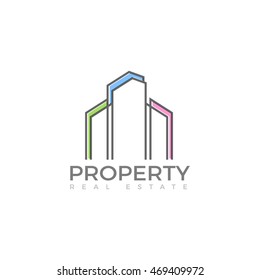 Real estate logo vector icon. Linear Building construction, house property logo Modern template