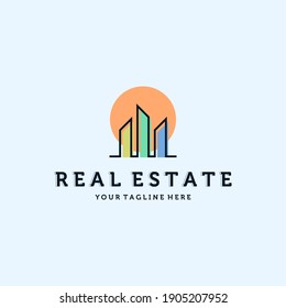 Real Estate Logo Vector Illustration Design. Simple Modern Minimalist Apartment or Condominium Logo Template Design. Creative Real Estate or Property Illustration Logo Concept.