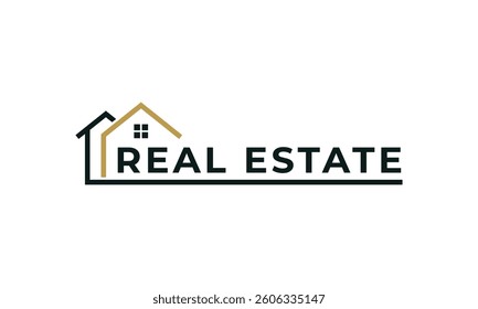 real estate logo vector illustration, house line art logo template