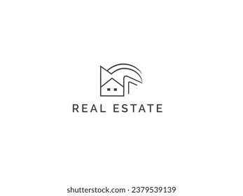Real estate logo vector simple drawn template. Modern House icon design template in linear style, can be use for building, construction, branding, company.