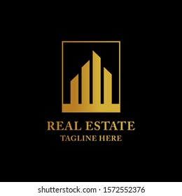Real Estate logo vector template design. A simple Concept from a shape that represent buildings