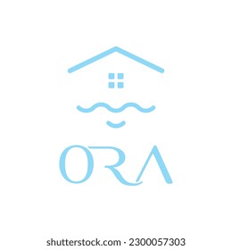 Real estate logom, design, property home, leaf organic green eco, round, landscaping, construction, beach guest house