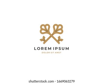 Real estate logotype. Keys logo icon design. Premium crossed Keys symbol.
