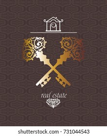 Real estate logotype. Keys logo icon design. Premium logo.
