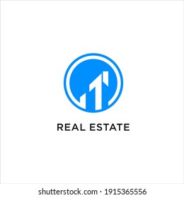 Real Estate Logo.with Searching Concept And Home Building Vector Design