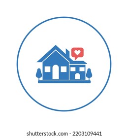 Real estate love heart house icon | Circle version icon |