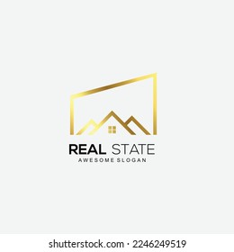 real estate with luxury design line art logo