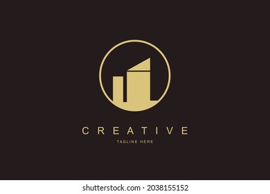 Real Estate Luxury Golden Circle Logo Design