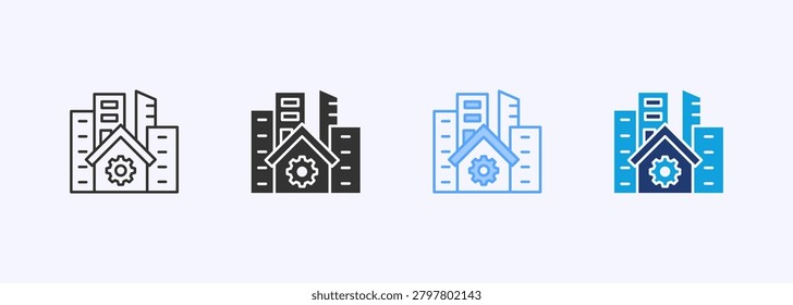 Real Estate Management Icon Set Multiple Style Collection Vector Illustration