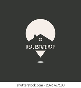 Logo der Immobilienkarte. Design-Vorlage für Vektorgrafiken. Kreatives Konzept für Gewerbeimmobilien