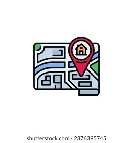 real estate map vector icon. real estate icon filled line style. perfect use for logo, presentation, website, and more. modern icon design color line style