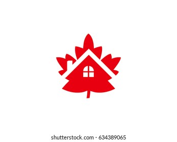 Real estate Maple leaf logo design