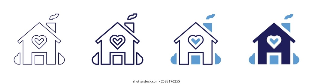 Real estate market analysis icon in 4 different styles. Thin Line, Line, Bold Line, Duotone. Duotone style. Editable stroke.