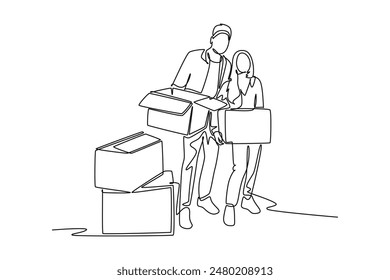 Real estate market concept. Single line draw design vector graphic illustration.