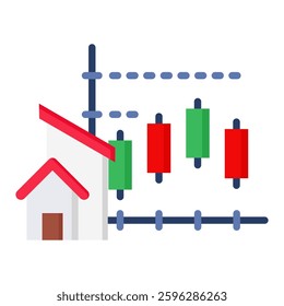 Real Estate Market Icon in Flat Color Style. Simple Vector Design. Simple Vector Flat Icon