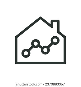 Real estate market isolated icon, real estate market trend analytics vector icon with editable stroke