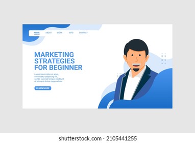 real estate marketing or business real estate marketing themed website homepage design with worker vector