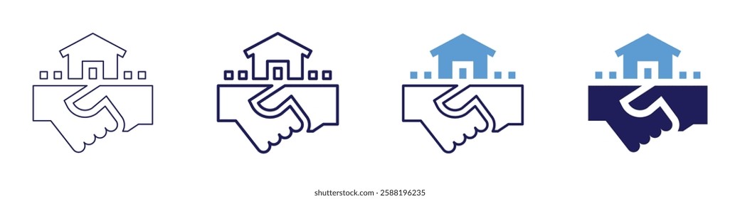 Real estate marketing tools icon in 4 different styles. Thin Line, Line, Bold Line, Duotone. Duotone style. Editable stroke.