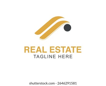 Real estate minimal circle golden logo design, company minimal logo, golden real estate logo design
